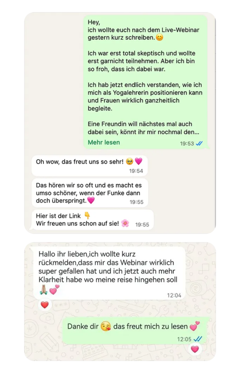 WhatsApp-Feedback einer Teilnehmerin