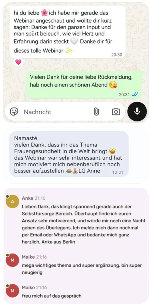 WhatsApp-Feedback einer Teilnehmerin